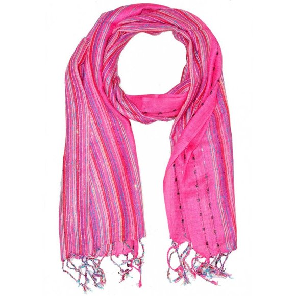 Cotton Lurex Shimmering Stripes Scarf - Picture 3 of 6